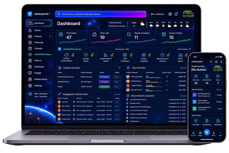 VERASKOPE platform shown on a laptop and mobile phone